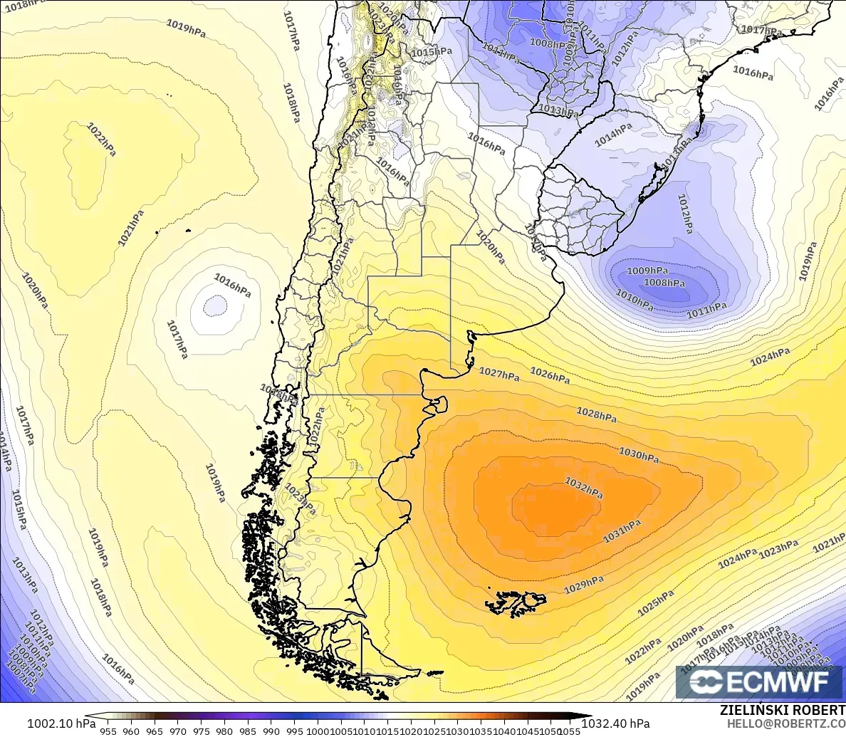 ECMWF IFS 0.25° model - Argentina, Pressure