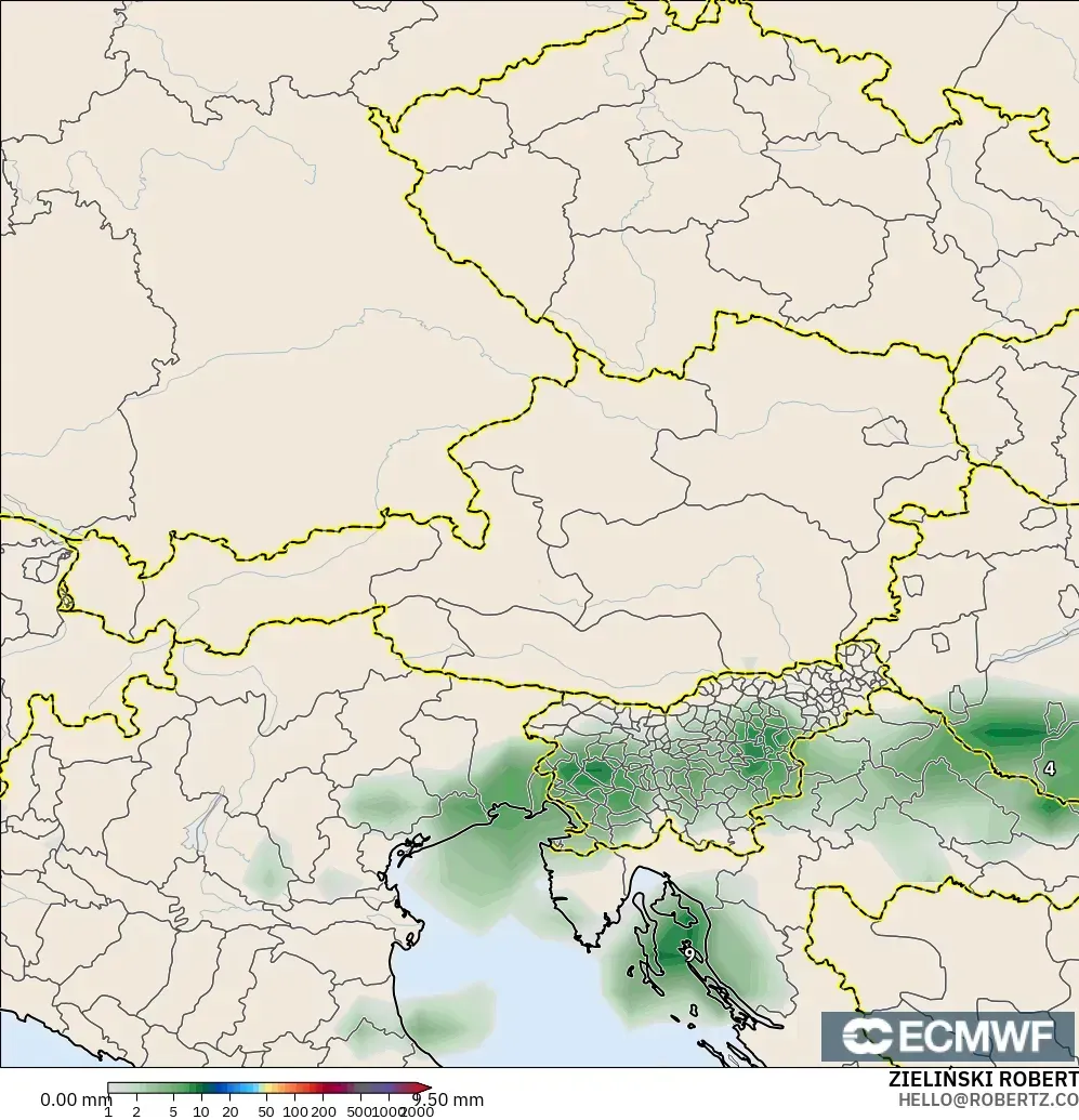 ECMWF IFS 0.25° model - Austria, Precipitation Accumulation