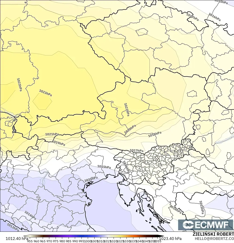 ECMWF IFS 0.25° model - Austria, Pressure
