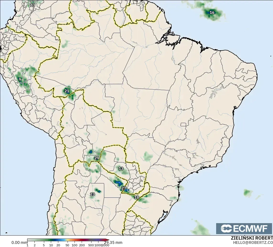 ECMWF IFS 0.25° model - Brazil, Precipitation Accumulation