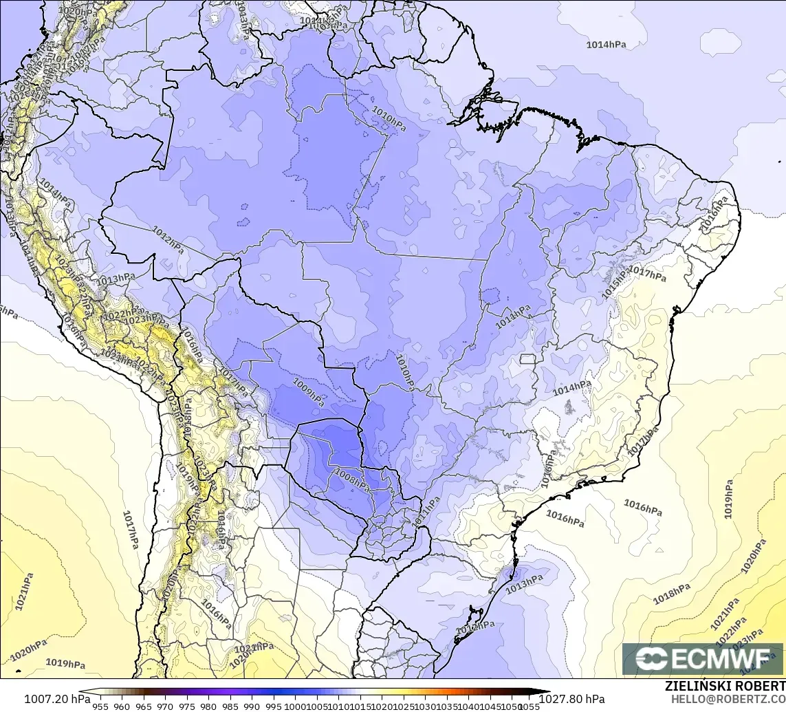 ECMWF IFS 0.25° model - Brazil, Pressure