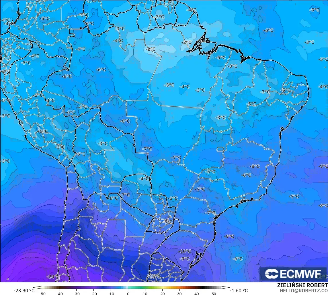 ECMWF IFS 0.25° model - Brazil, Temperature at 500hPa