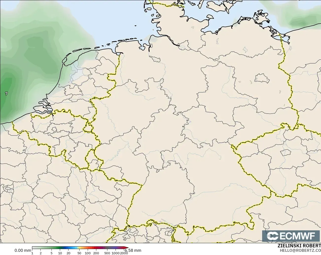 ECMWF IFS 0.25° model - Germany, Precipitation Accumulation
