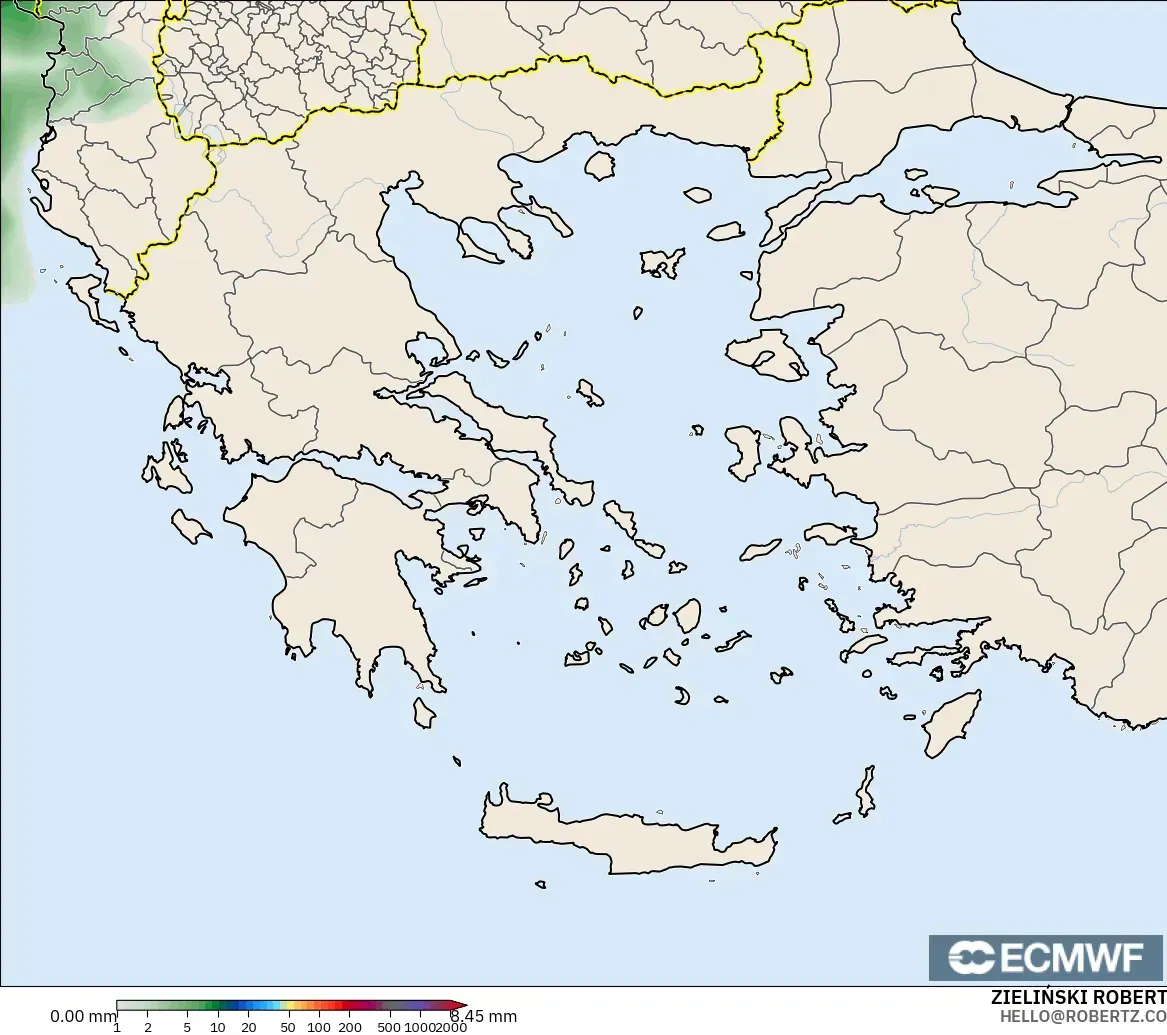 ECMWF IFS 0.25° model - Greece, Precipitation Accumulation