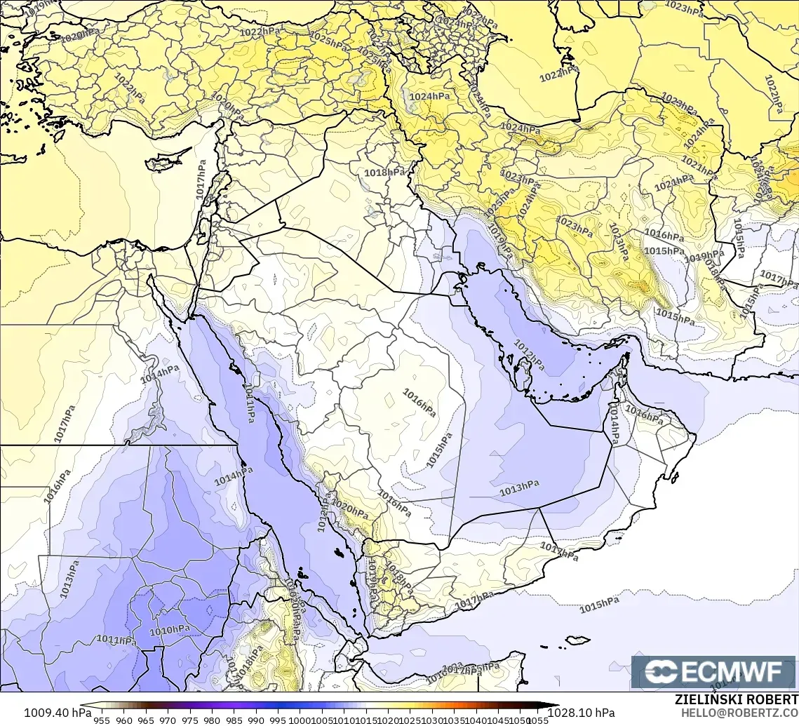 ECMWF IFS 0.25° model - Middle East, Pressure