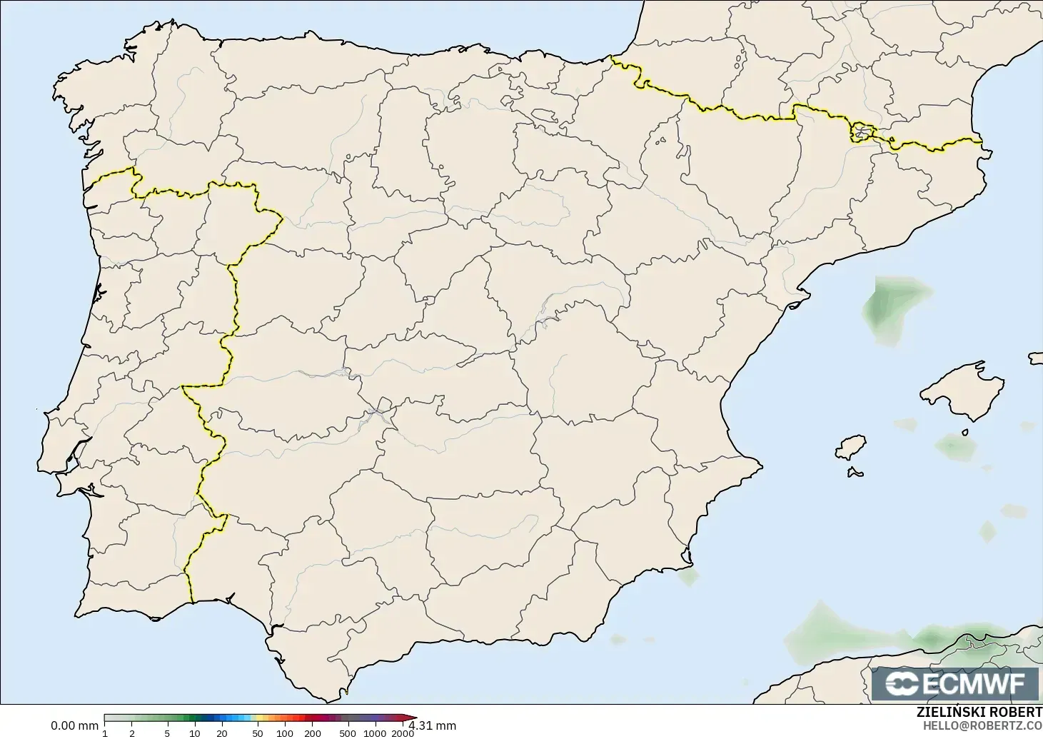 ECMWF IFS 0.25° model - Spain, Precipitation Accumulation