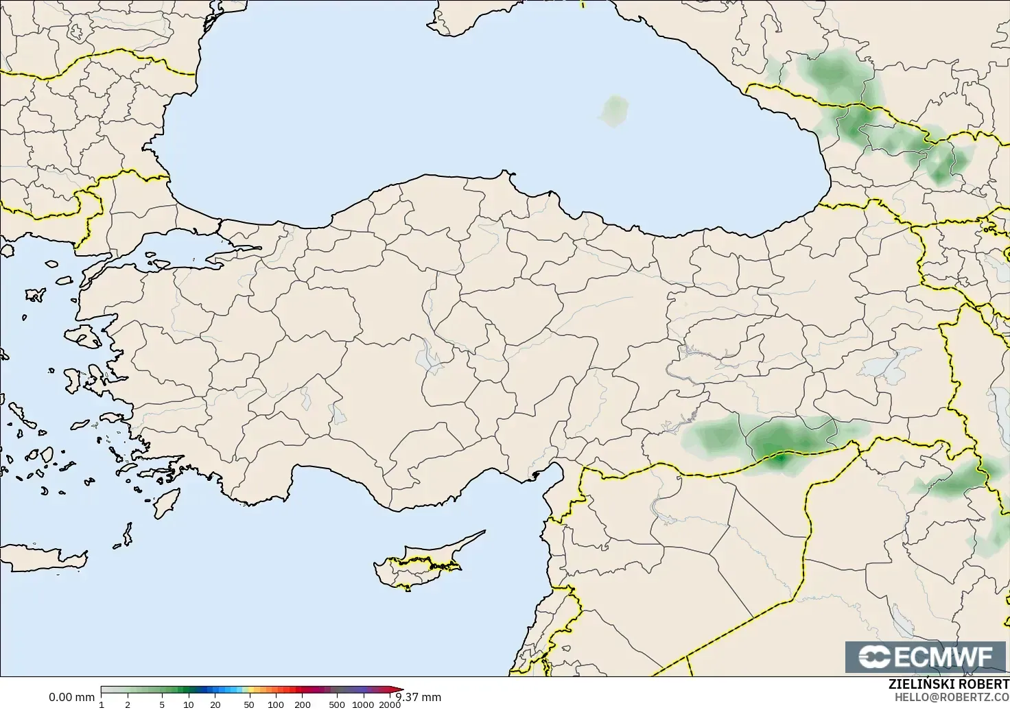ECMWF IFS 0.25° model - Turkey, Precipitation Accumulation
