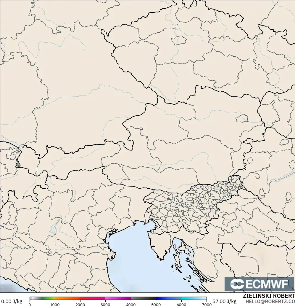 ECMWF IFS 0.25° model - Austria, CAPE