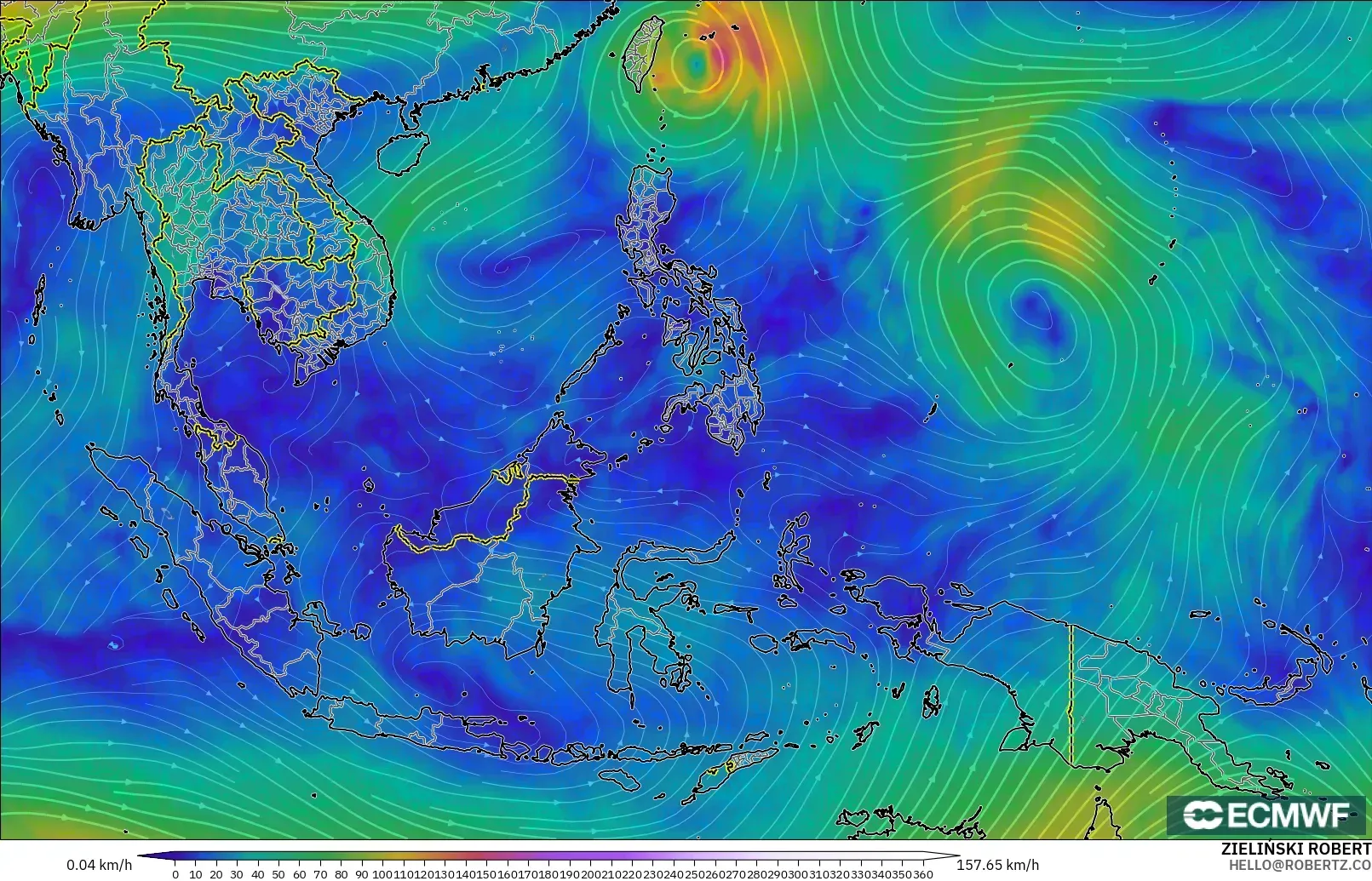 ECMWF IFS 0.25° model - South East Asia, Wind at 300hPa (jet stream)