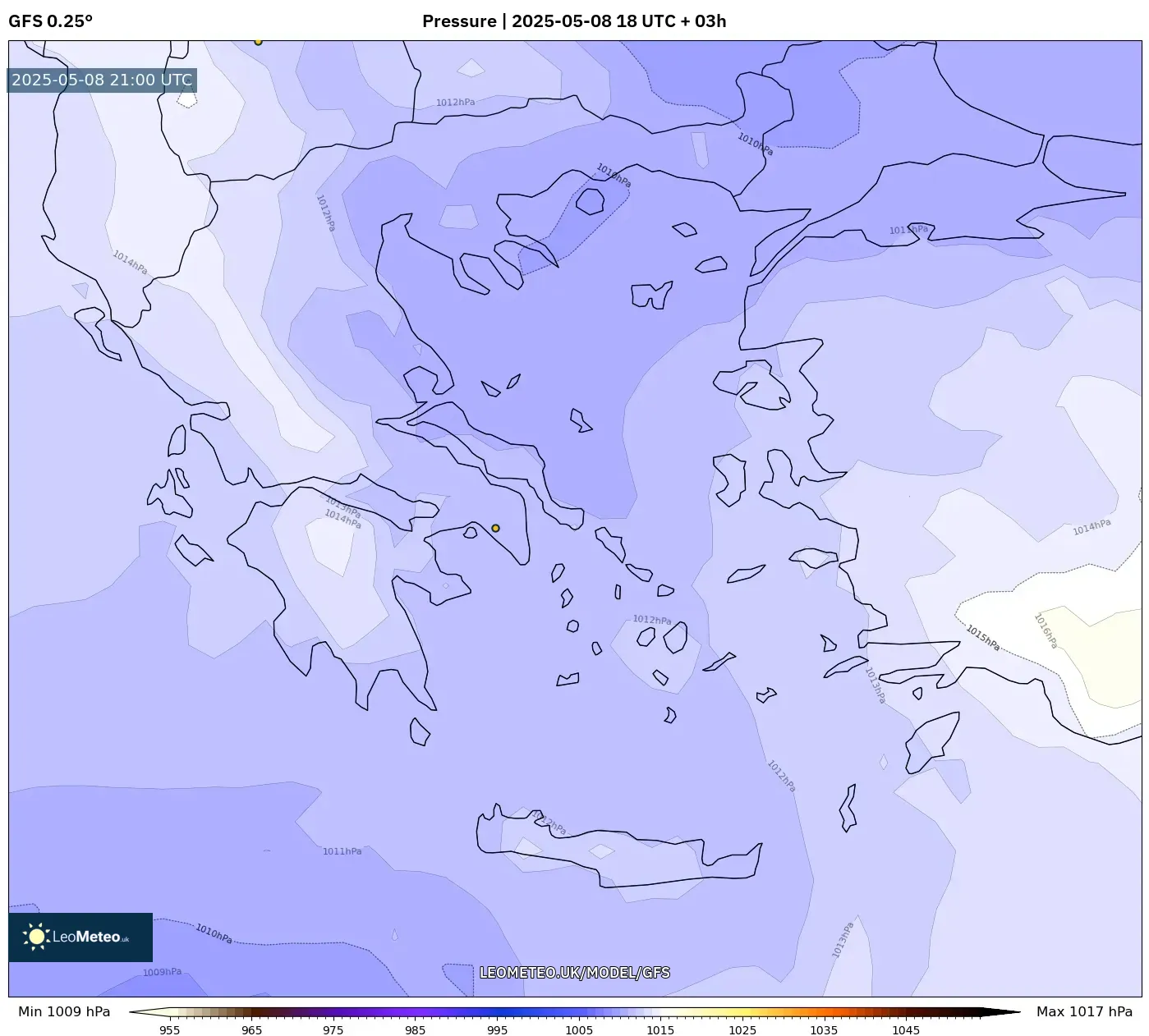 GFS - Greece, Pressure GFS - Greece, Pressure