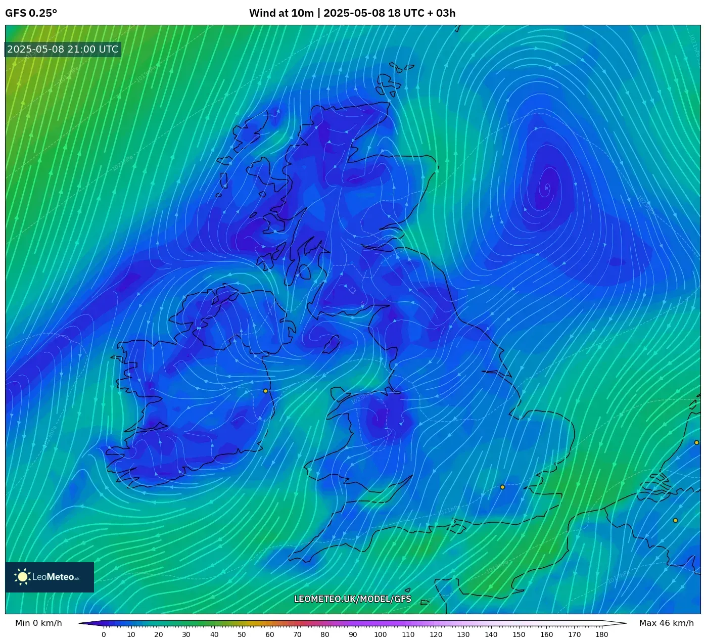 GFS - United Kingdom, Wind at 10m GFS - United Kingdom, Wind at 10m