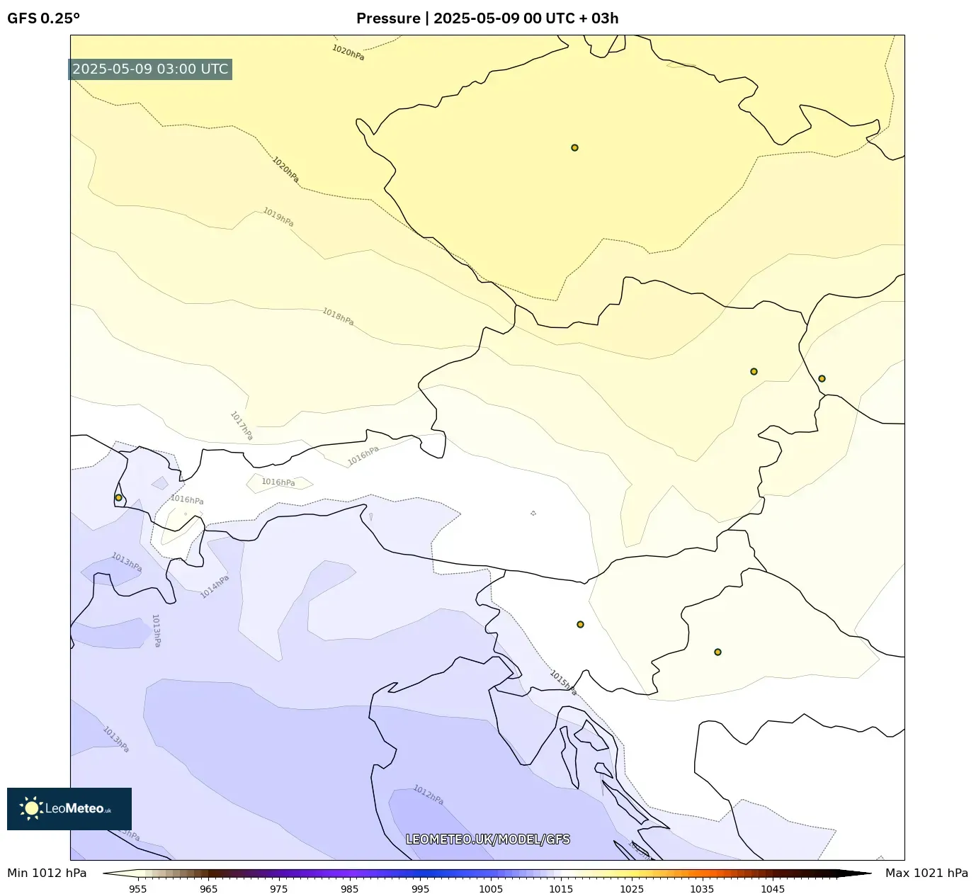 GFS - Austria, Pressure GFS - Austria, Pressure