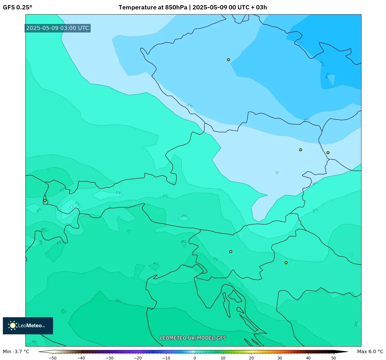GFS - Austria, Temperature at 850hPa GFS - Austria, Temperature at 850hPa