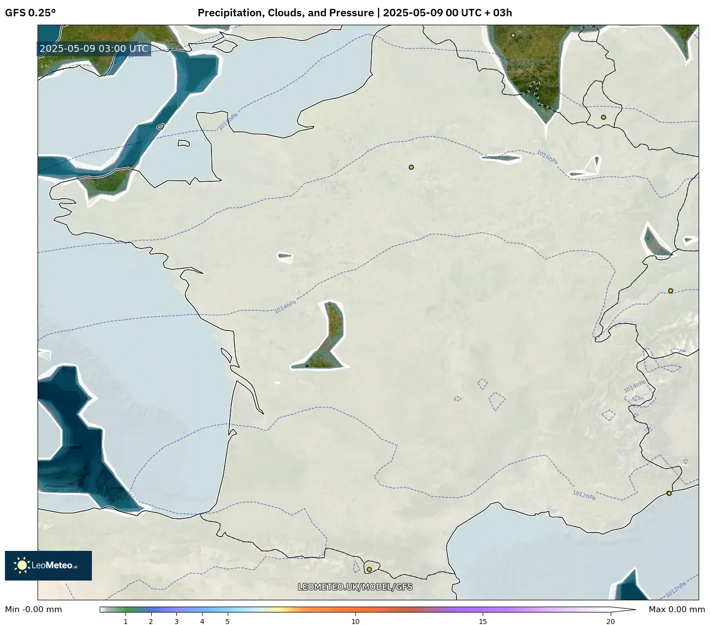 GFS - France, Precipitation, Clouds, and Pressure GFS - France, Precipitation, Clouds, and Pressure