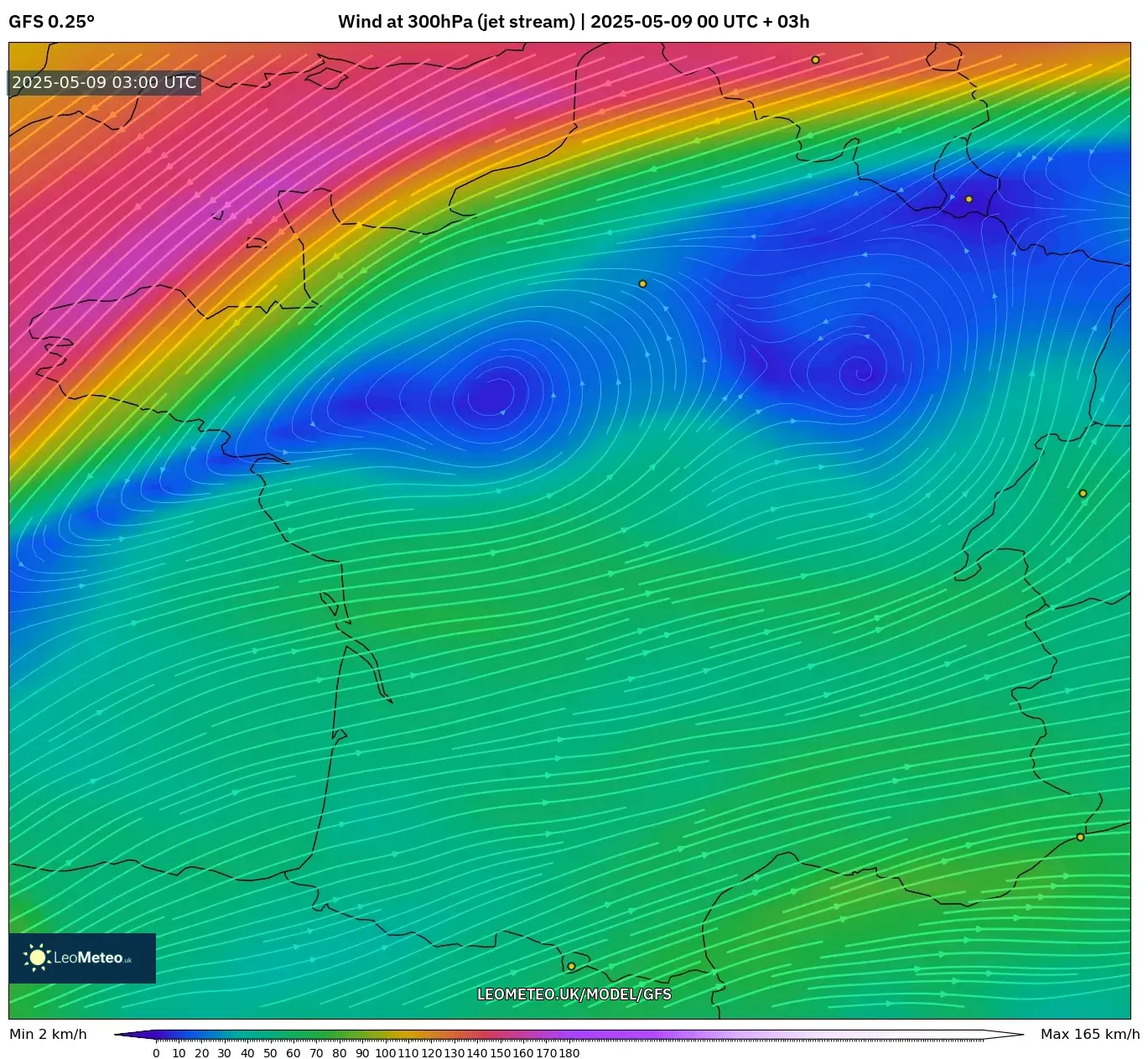 GFS - France, Wind at 300hPa (jet stream) GFS - France, Wind at 300hPa (jet stream)