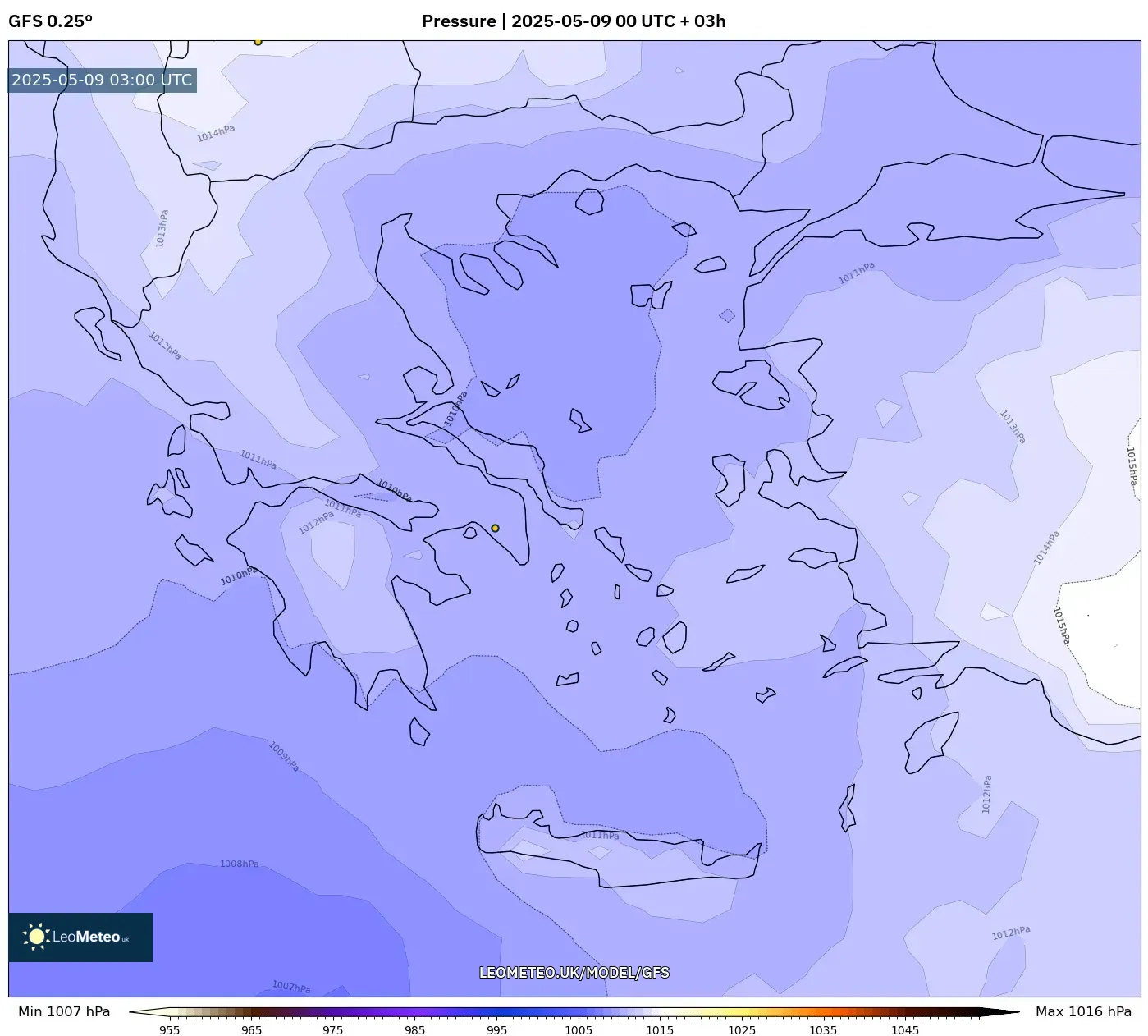 GFS - Greece, Pressure GFS - Greece, Pressure