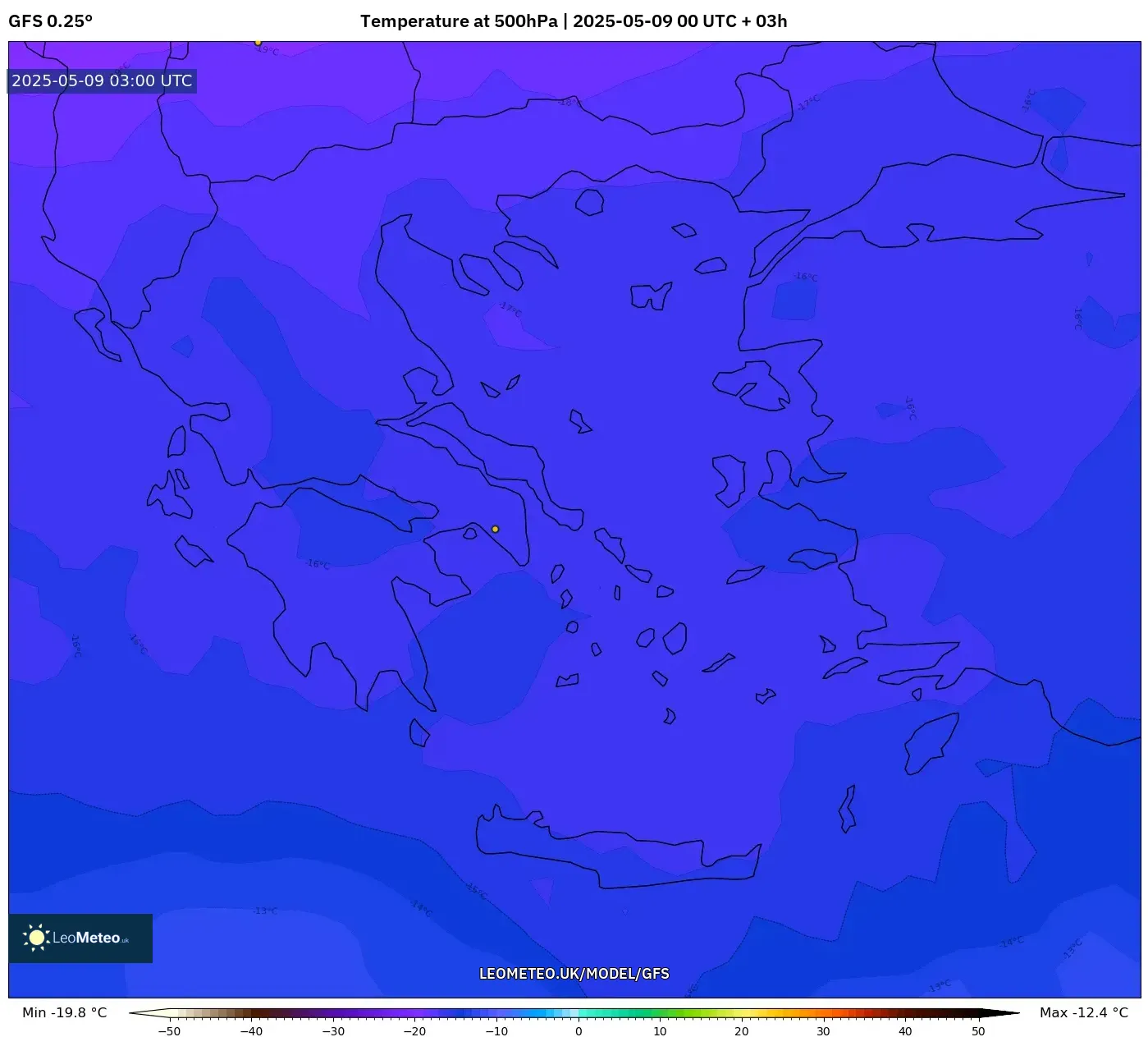 GFS - Greece, Temperature at 500hPa GFS - Greece, Temperature at 500hPa
