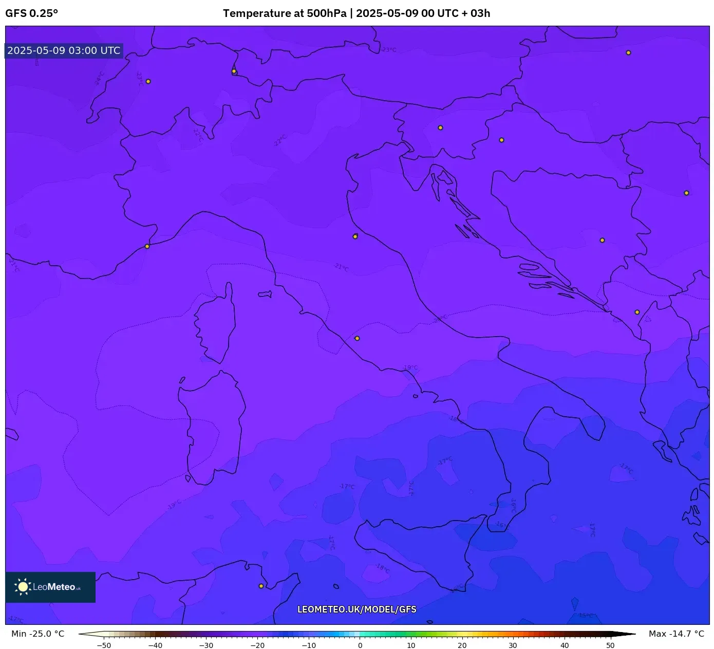 GFS - Italy, Temperature at 500hPa GFS - Italy, Temperature at 500hPa