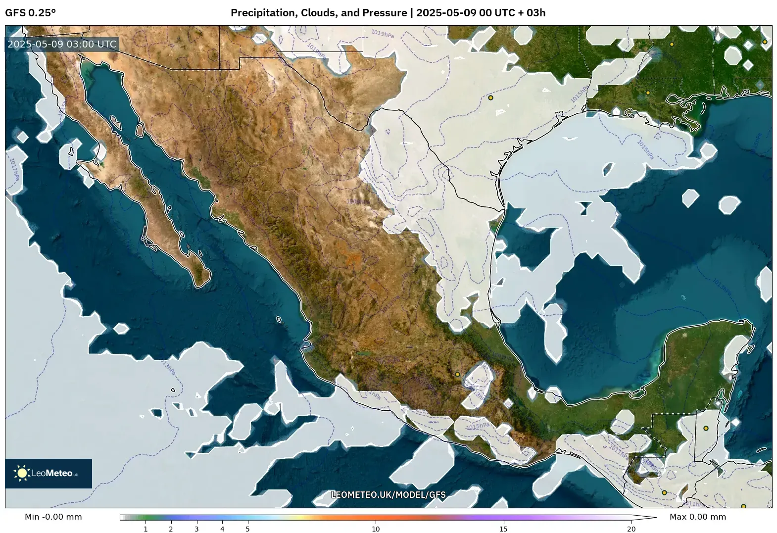 GFS - Mexico, Precipitation, Clouds, and Pressure GFS - Mexico, Precipitation, Clouds, and Pressure