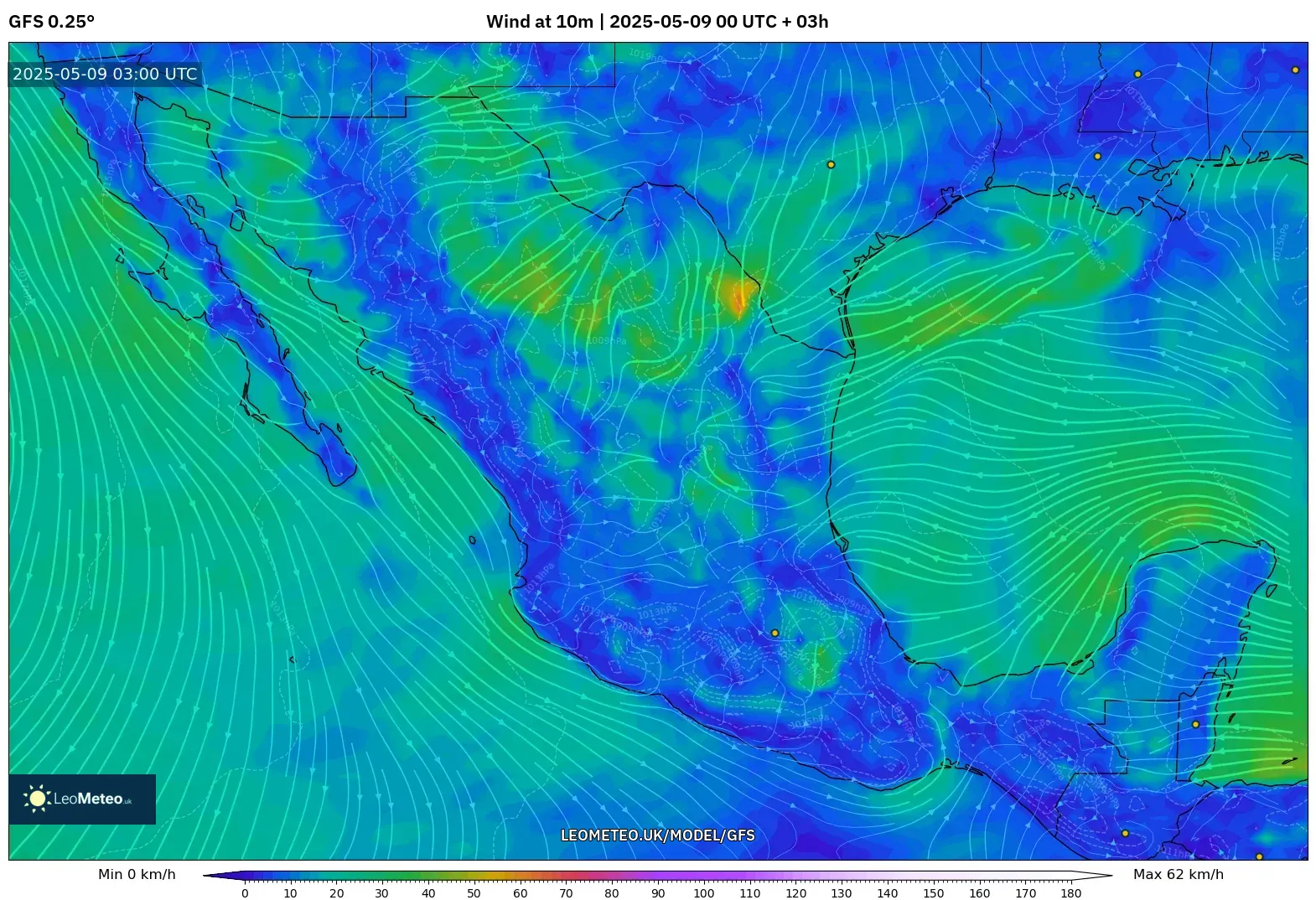 GFS - Mexico, Wind at 10m GFS - Mexico, Wind at 10m
