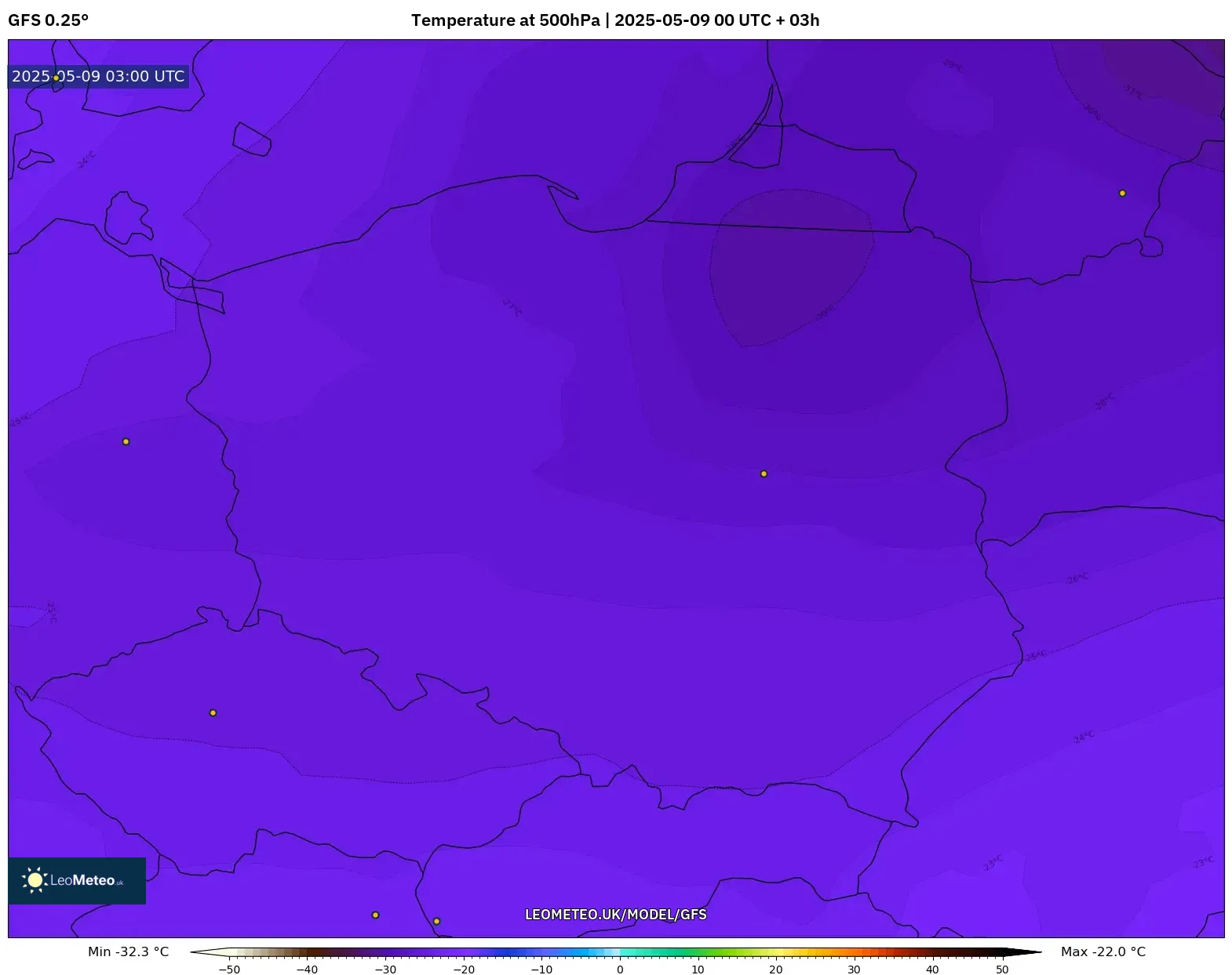 GFS - Poland, Temperature at 500hPa GFS - Poland, Temperature at 500hPa