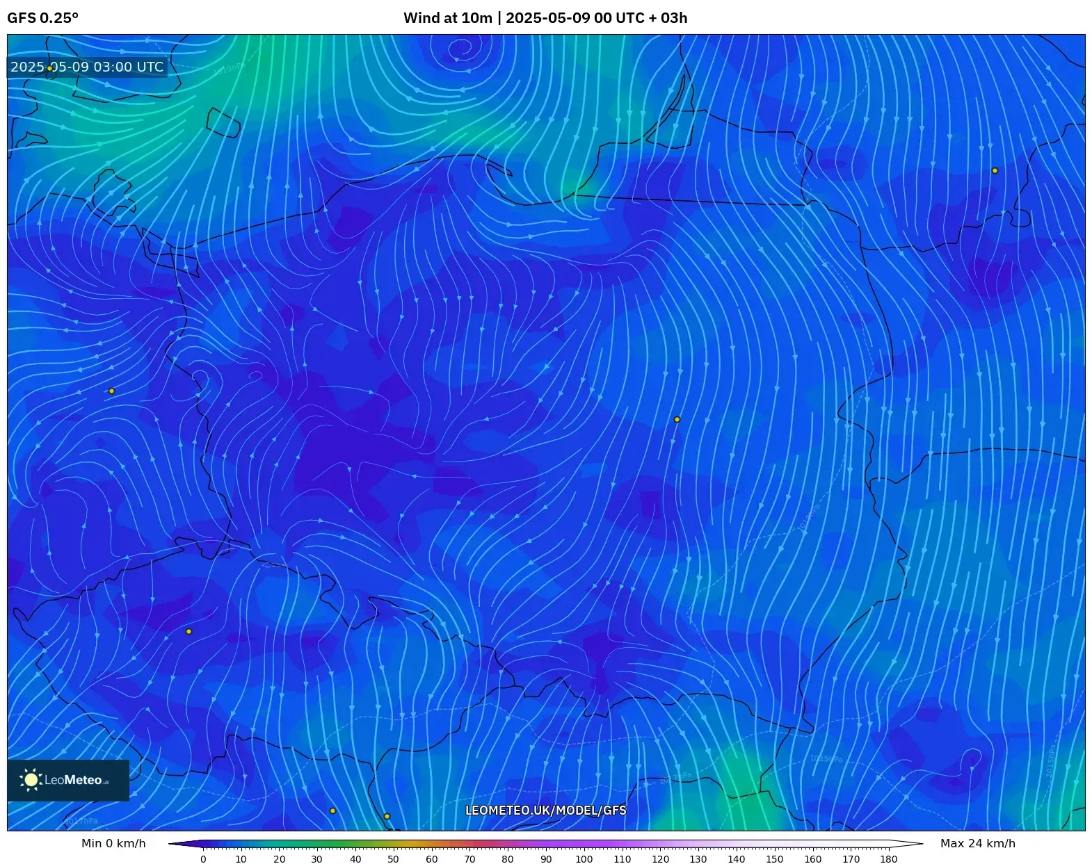GFS - Poland, Wind at 10m GFS - Poland, Wind at 10m