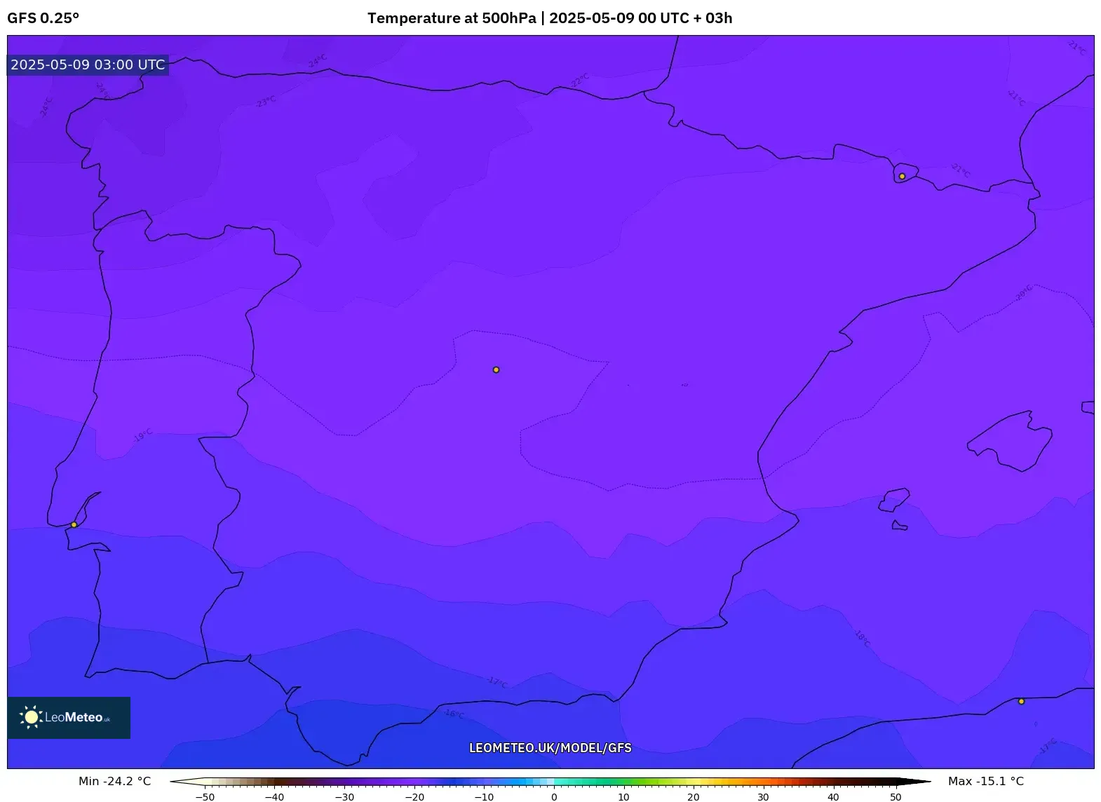 GFS - Spain, Temperature at 500hPa GFS - Spain, Temperature at 500hPa