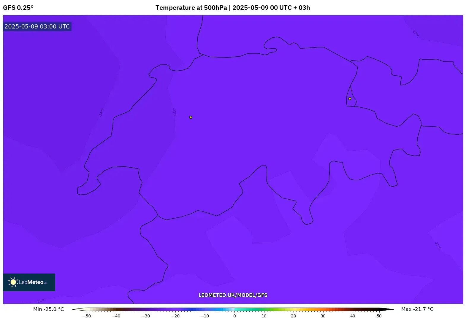 GFS - Switzerland, Temperature at 500hPa GFS - Switzerland, Temperature at 500hPa