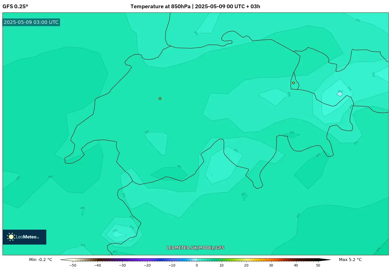 GFS - Switzerland, Temperature at 850hPa GFS - Switzerland, Temperature at 850hPa