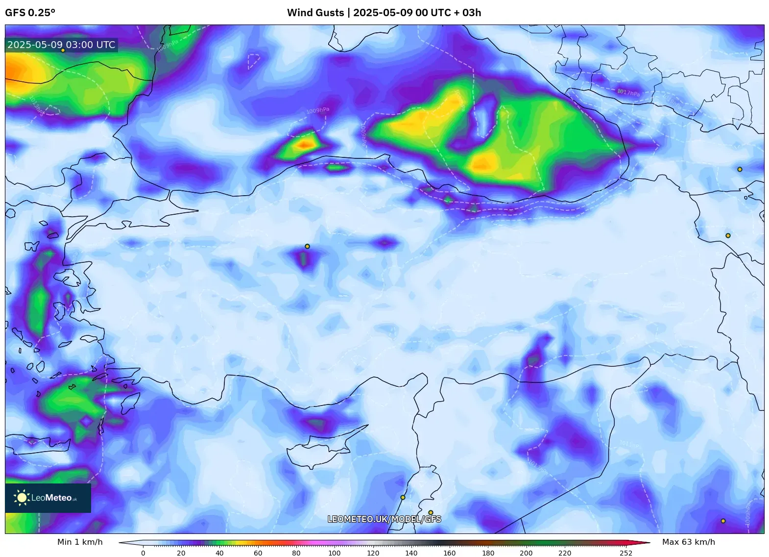 GFS - Turkey, Wind Gusts GFS - Turkey, Wind Gusts