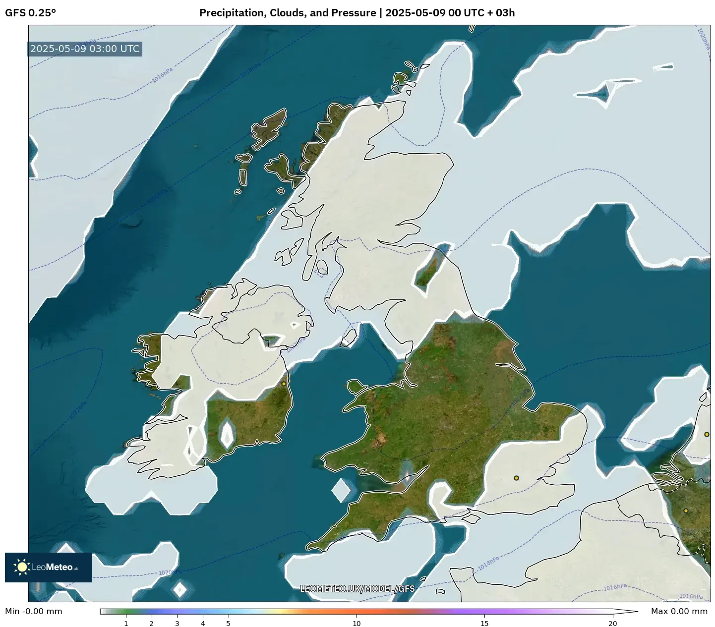 GFS - United Kingdom, Precipitation, Clouds, and Pressure GFS - United Kingdom, Precipitation, Clouds, and Pressure