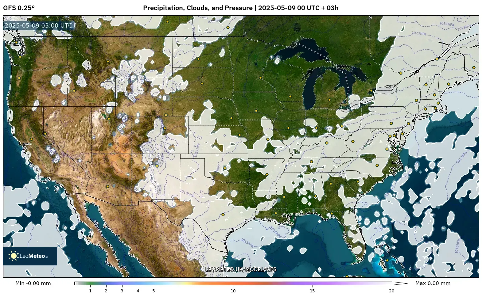 GFS - United States, Precipitation, Clouds, and Pressure GFS - United States, Precipitation, Clouds, and Pressure