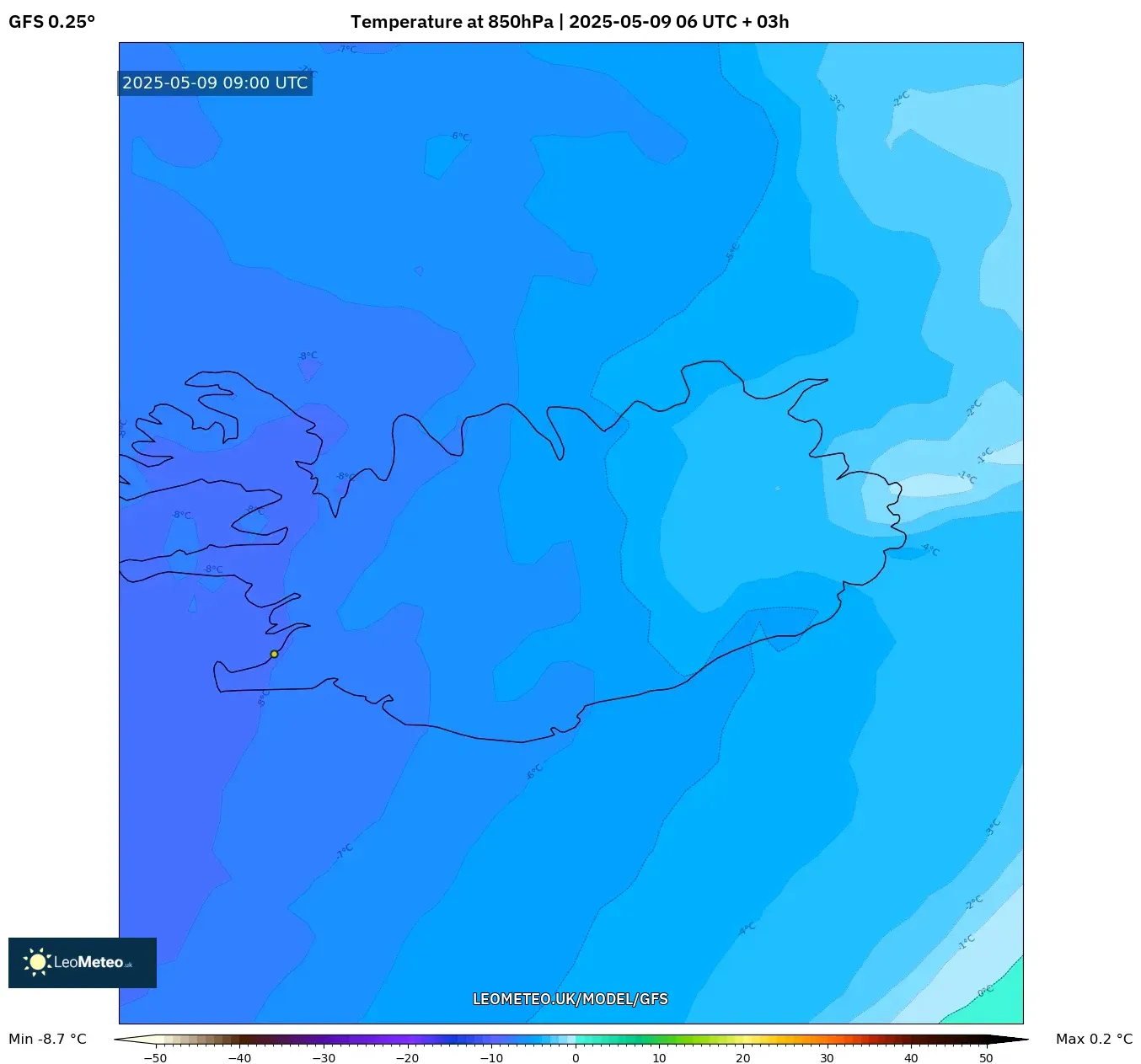 GFS - Argentina, Temperature at 850hPa GFS - Argentina, Temperature at 850hPa
