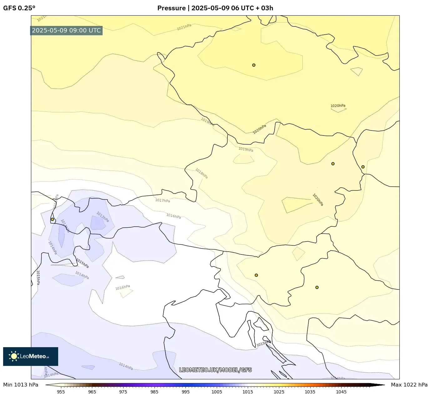 GFS - Austria, Pressure GFS - Austria, Pressure