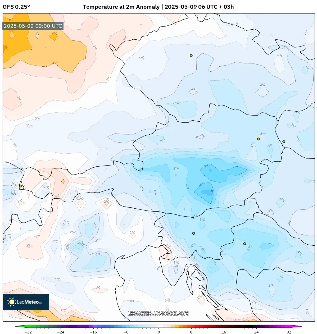 GFS - Austria, Temperature at 2m Anomaly GFS - Austria, Temperature at 2m Anomaly