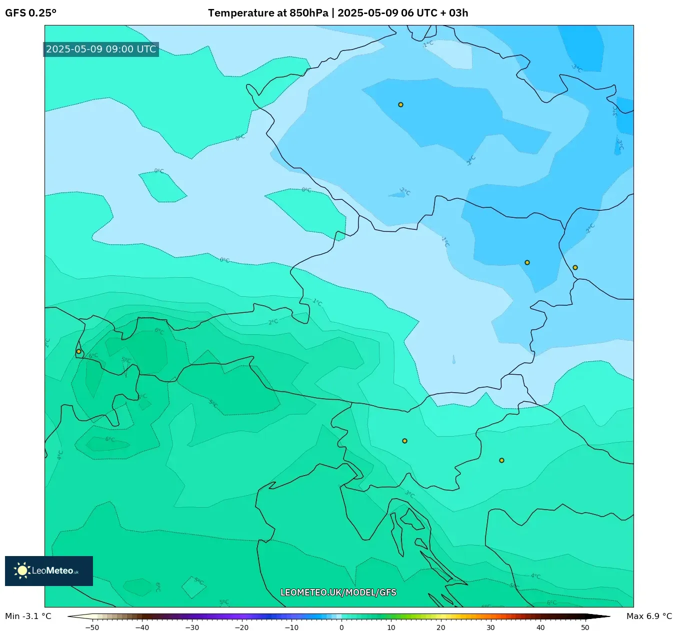 GFS - Austria, Temperature at 850hPa GFS - Austria, Temperature at 850hPa