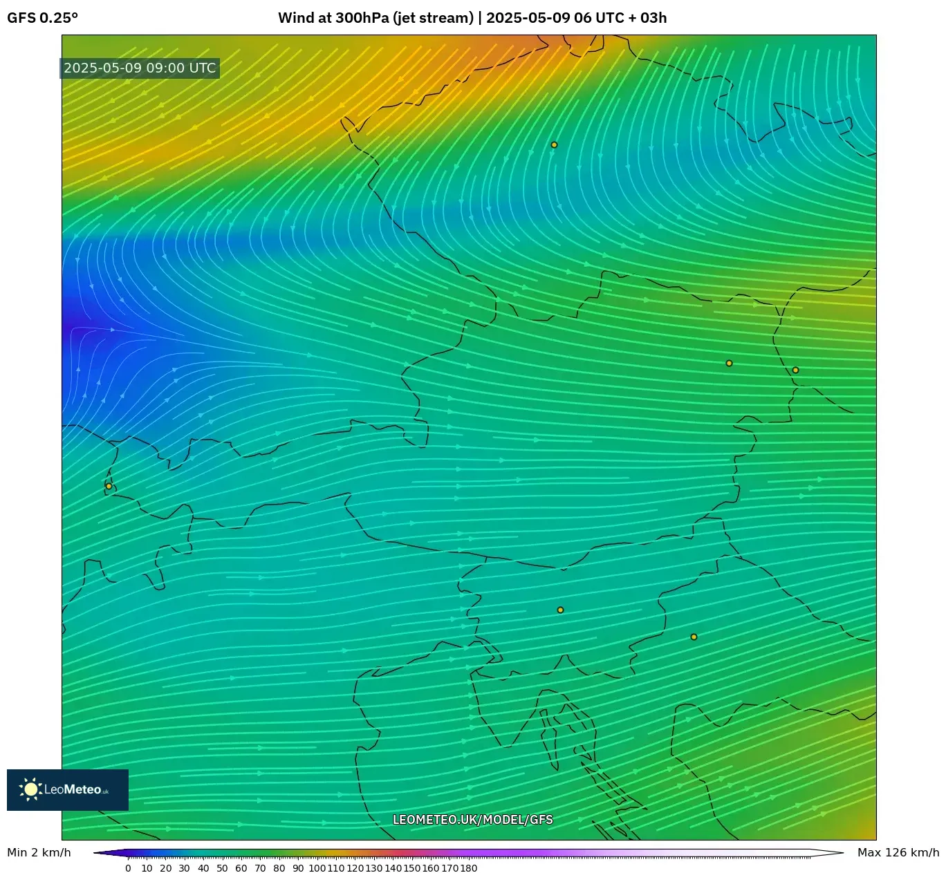 GFS - Austria, Wind at 300hPa (jet stream) GFS - Austria, Wind at 300hPa (jet stream)