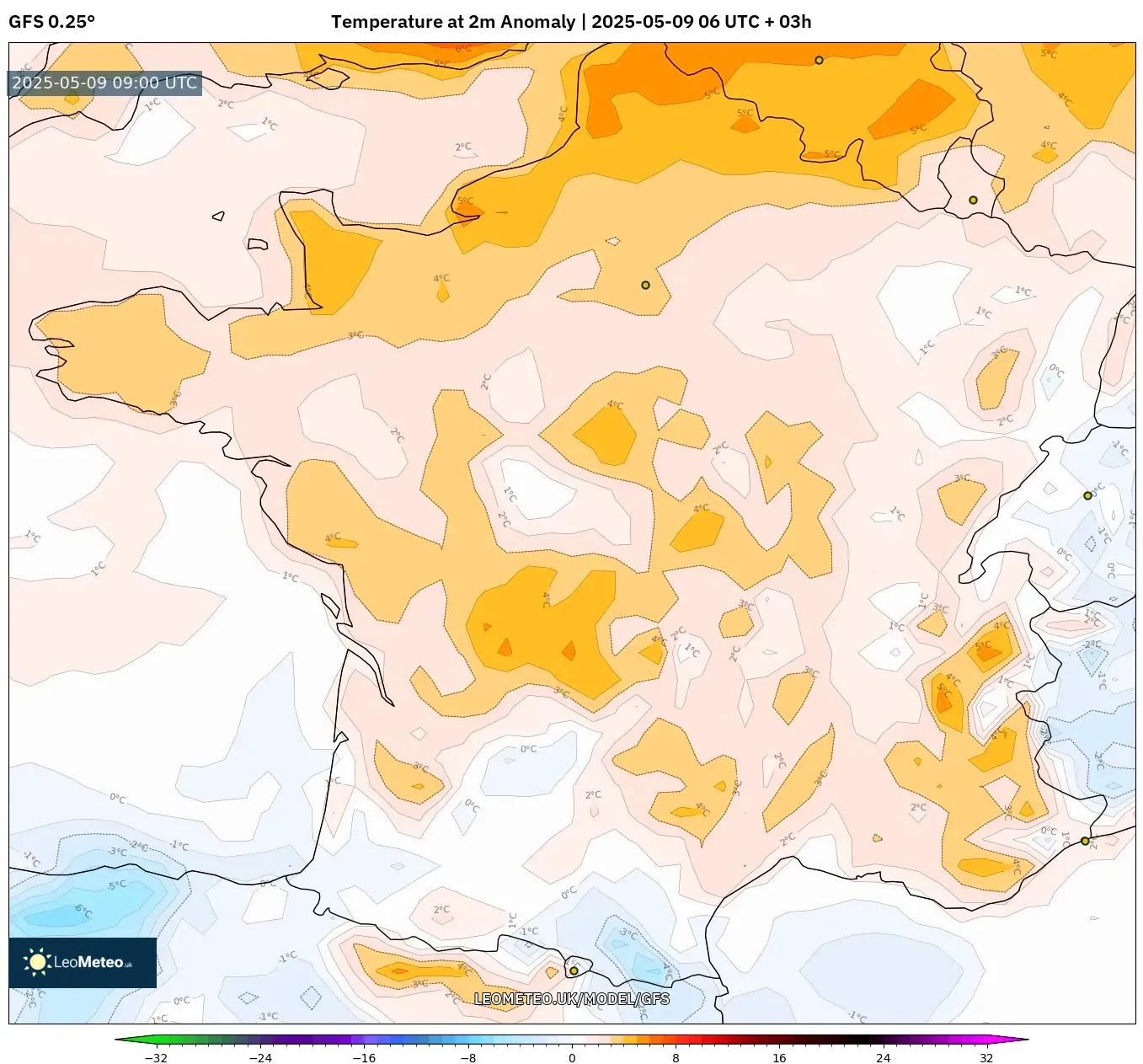 GFS - France, Temperature at 2m Anomaly GFS - France, Temperature at 2m Anomaly