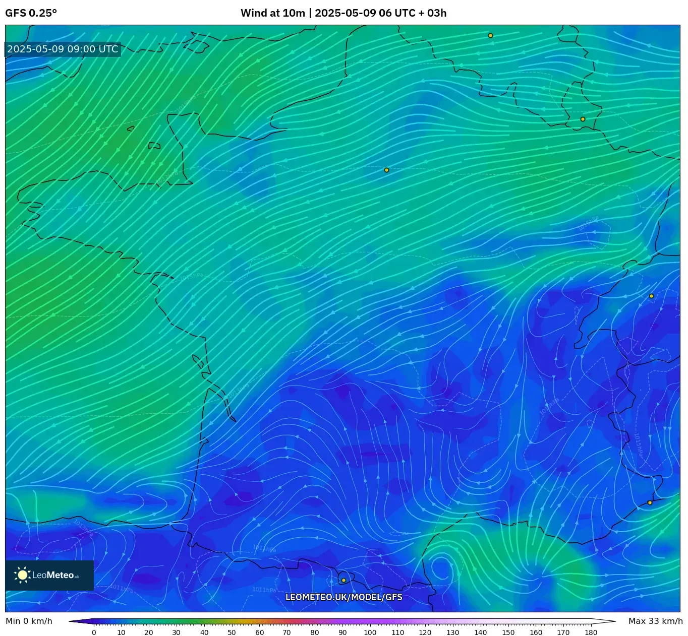 GFS - France, Wind at 10m GFS - France, Wind at 10m