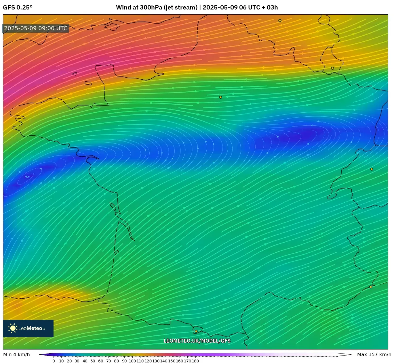 GFS - France, Wind at 300hPa (jet stream) GFS - France, Wind at 300hPa (jet stream)