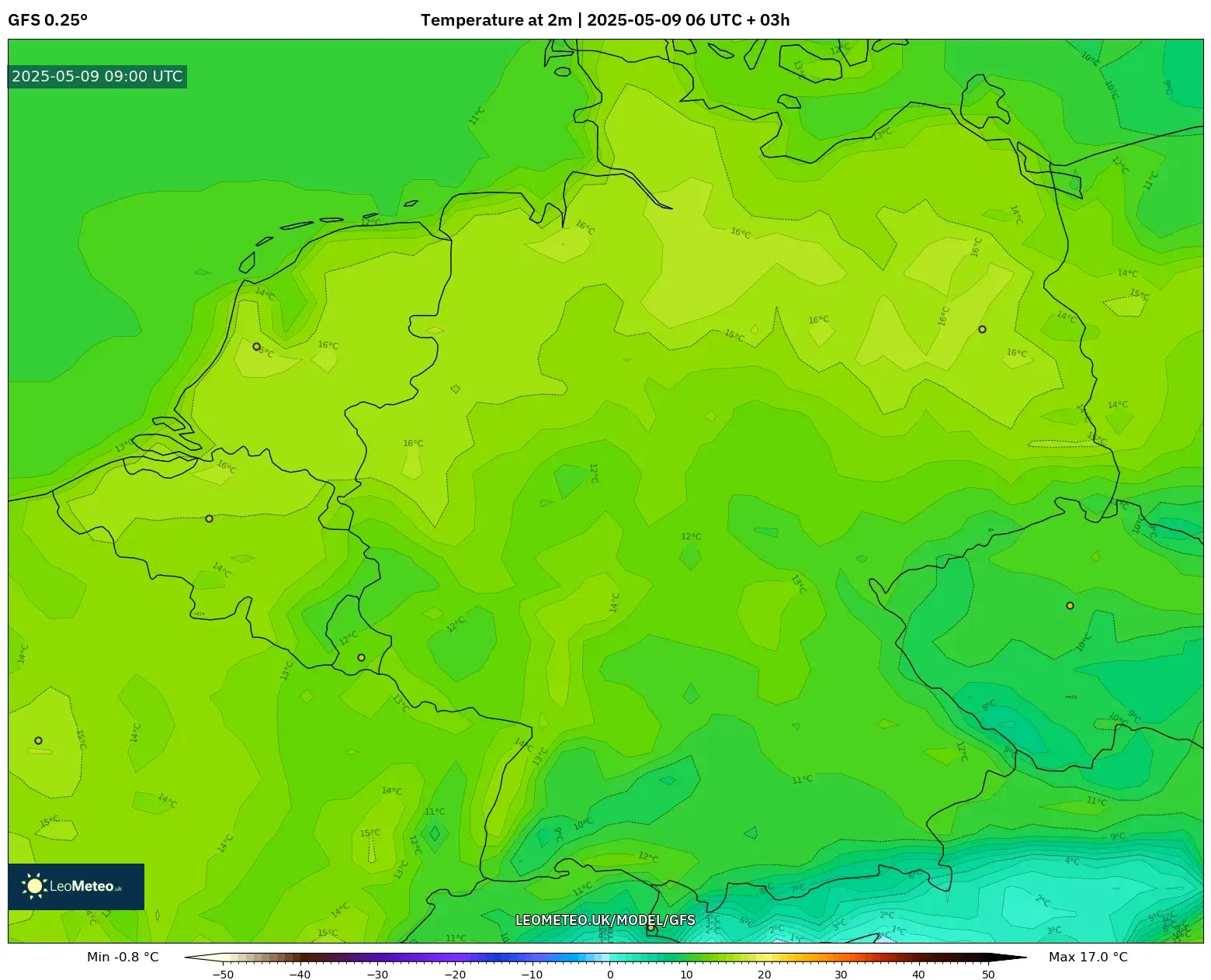 GFS - Germany, Temperature at 2m GFS - Germany, Temperature at 2m