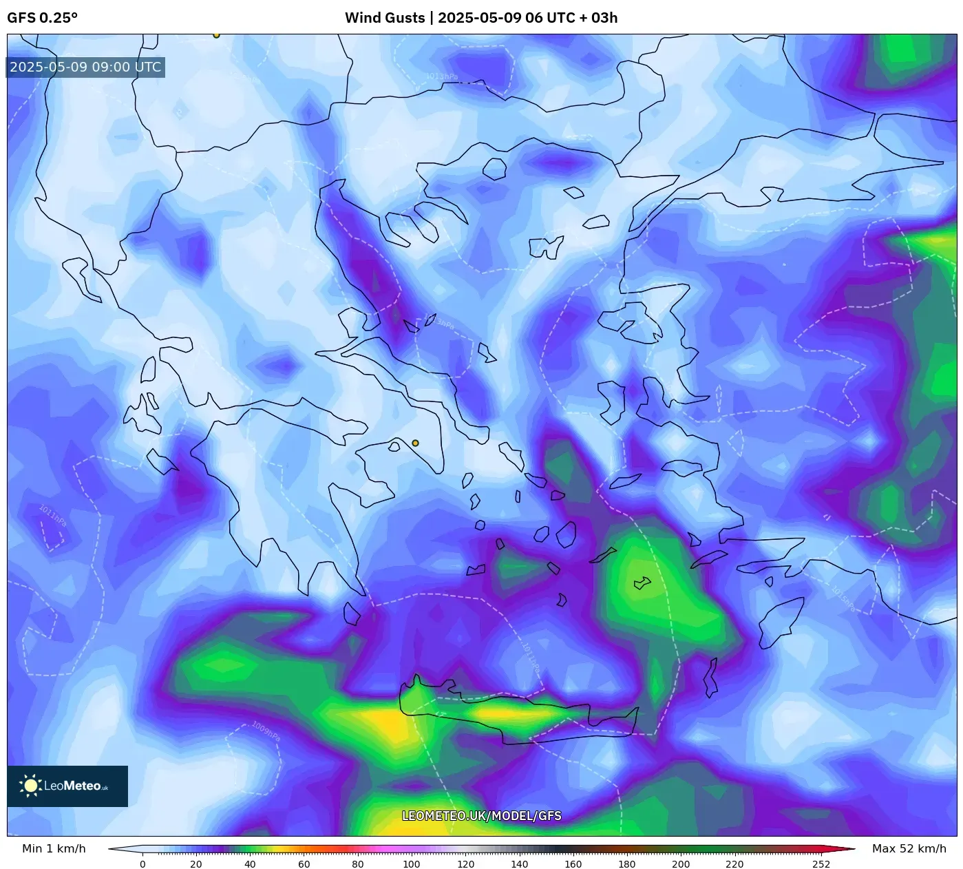 GFS - Greece, Wind Gusts GFS - Greece, Wind Gusts