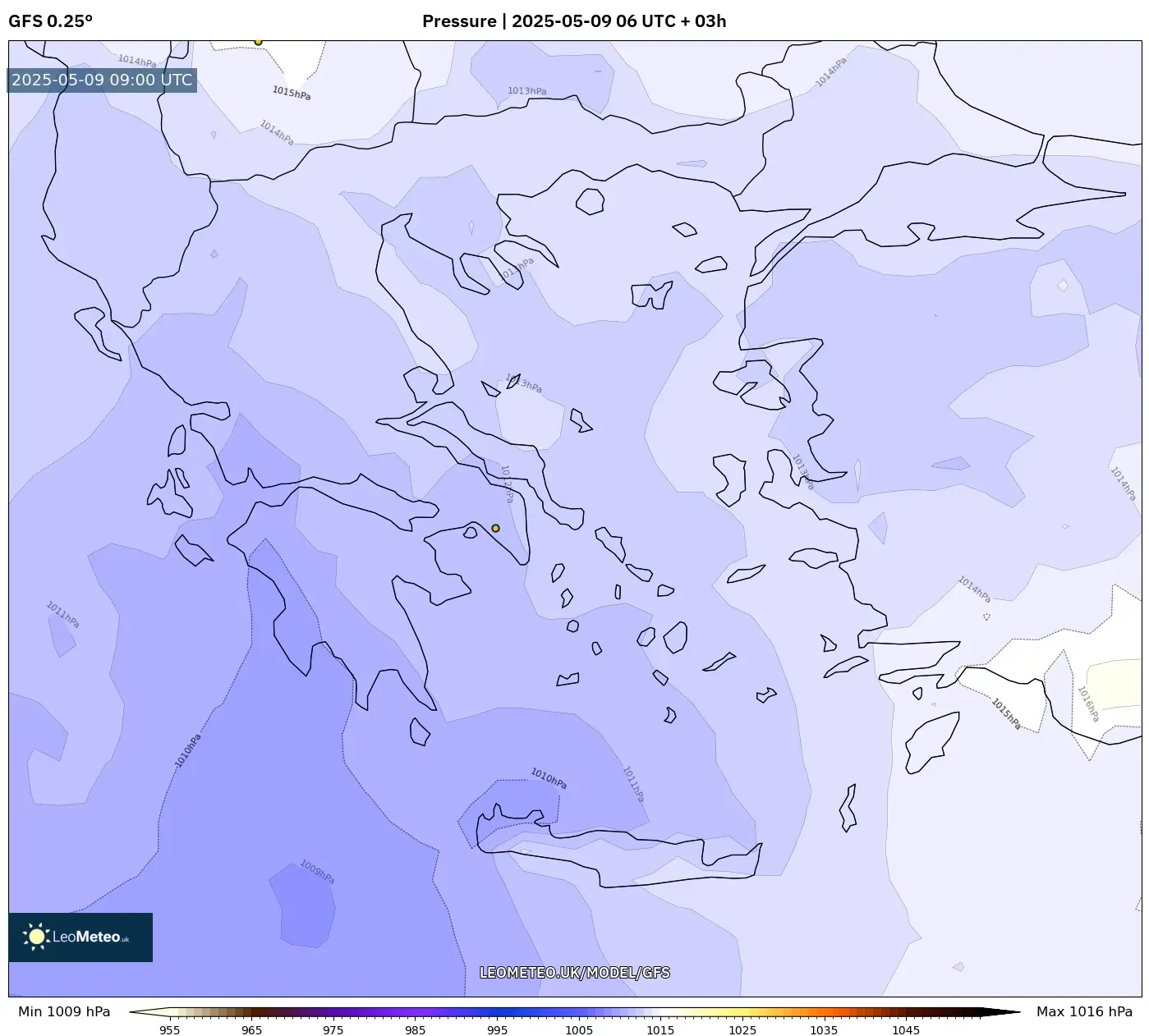 GFS - Greece, Pressure GFS - Greece, Pressure