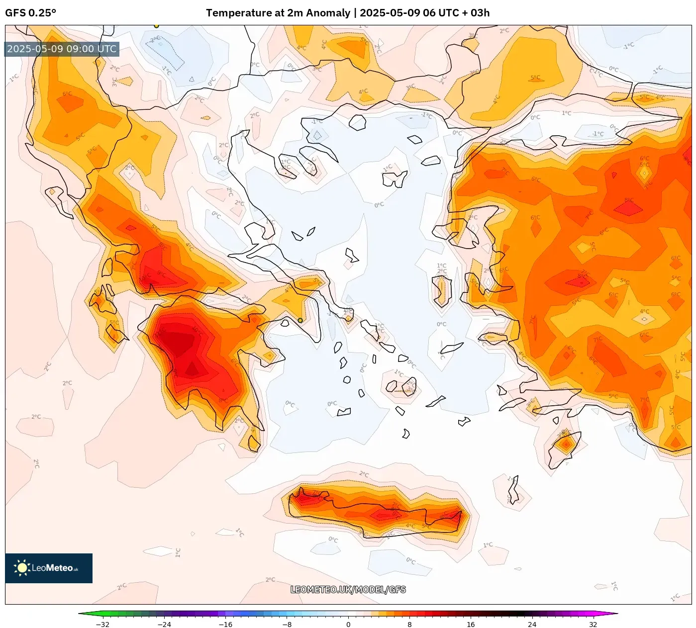 GFS - Greece, Temperature at 2m Anomaly GFS - Greece, Temperature at 2m Anomaly