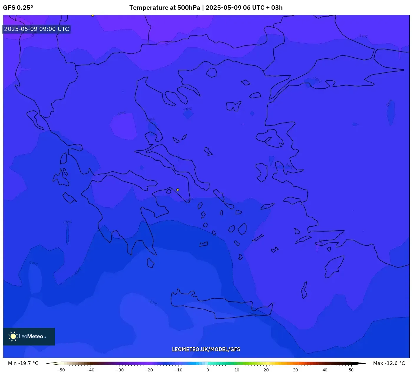 GFS - Greece, Temperature at 500hPa GFS - Greece, Temperature at 500hPa
