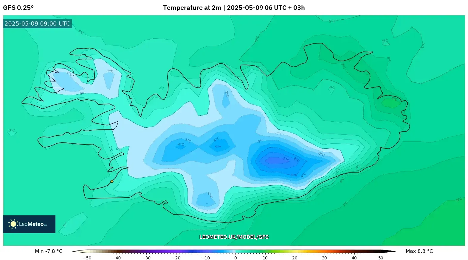 GFS - Iceland, Temperature at 2m GFS - Iceland, Temperature at 2m
