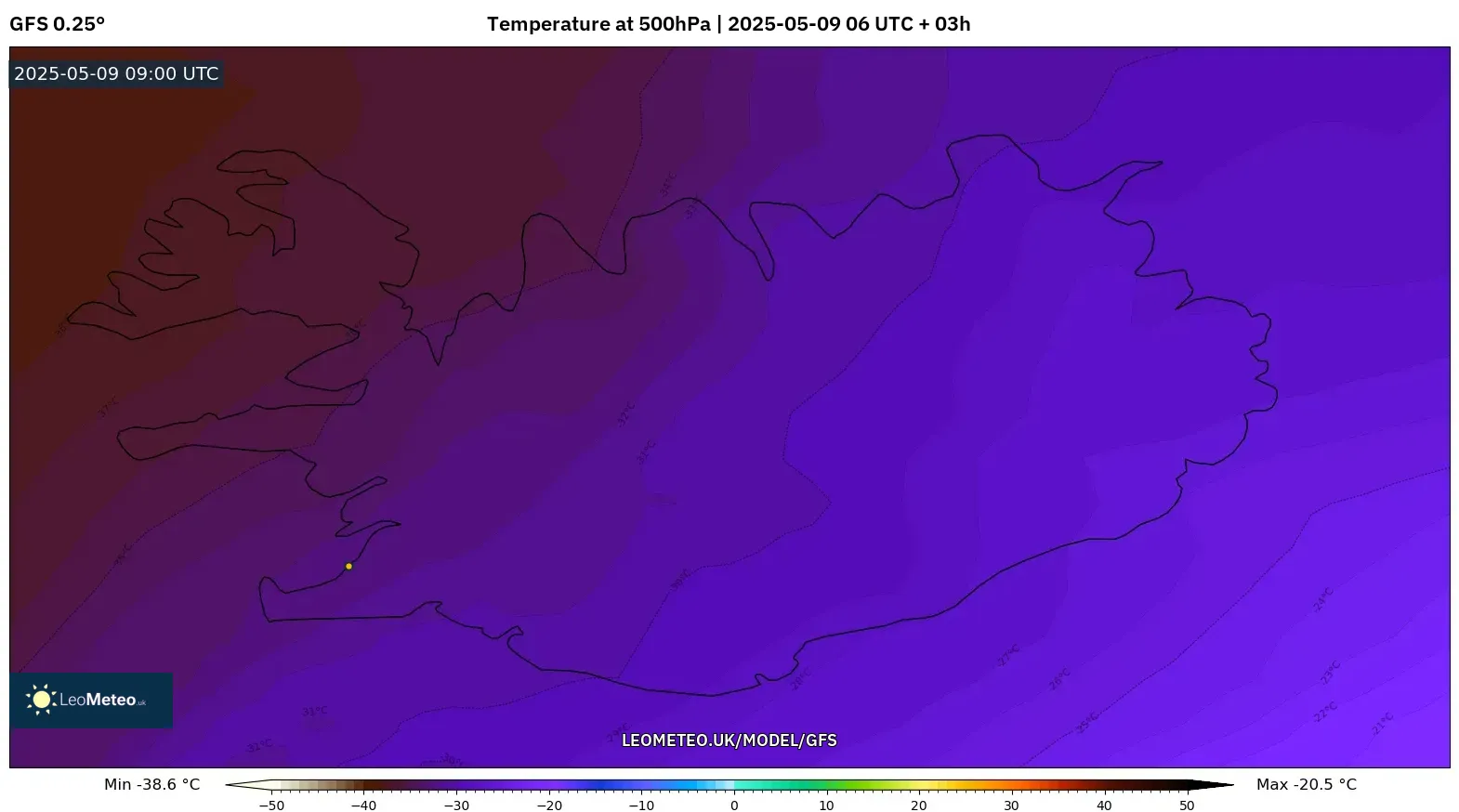 GFS - Iceland, Temperature at 500hPa GFS - Iceland, Temperature at 500hPa