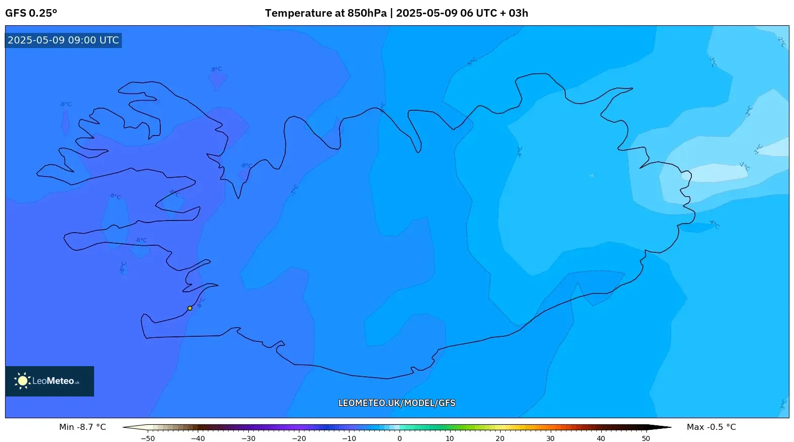 GFS - Iceland, Temperature at 850hPa GFS - Iceland, Temperature at 850hPa