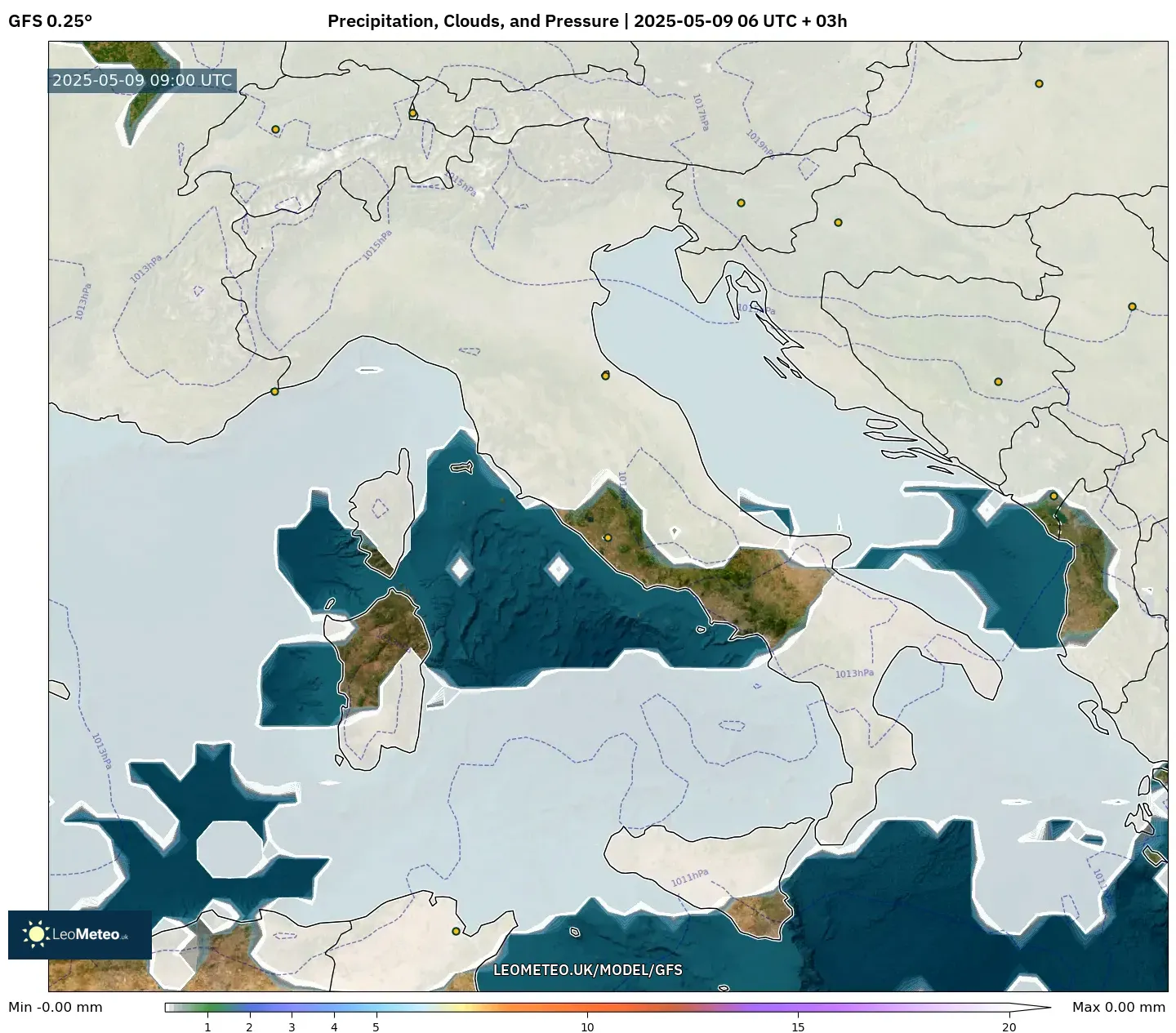 GFS - Italy, Precipitation, Clouds, and Pressure GFS - Italy, Precipitation, Clouds, and Pressure