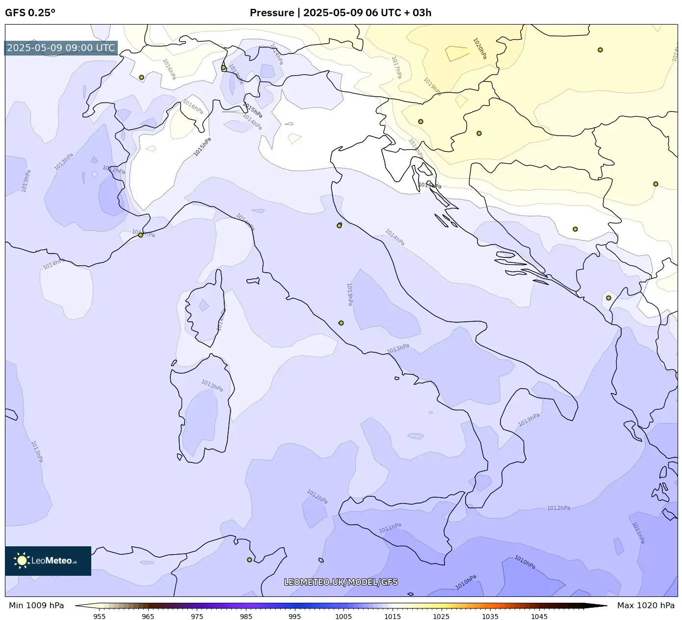 GFS - Italy, Pressure GFS - Italy, Pressure